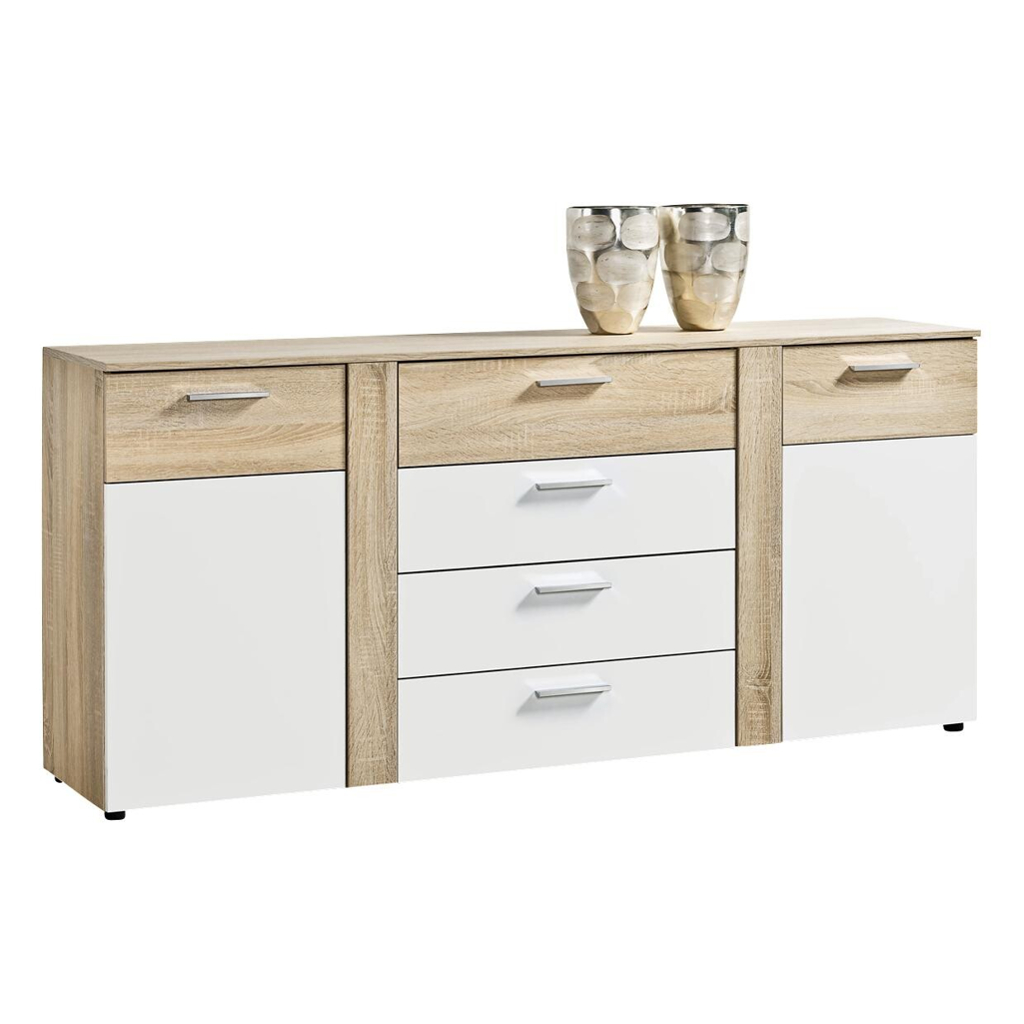 Kommode Trentino Eiche Sonoma Nachbildung weiß B/H/T: ca. 180x81x40 cm