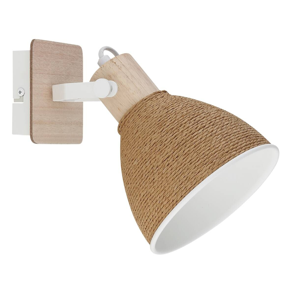 GLOBO Spot braun weiß Holz Metall B/H: ca. 15x19 cm E14 1 Brennstellen