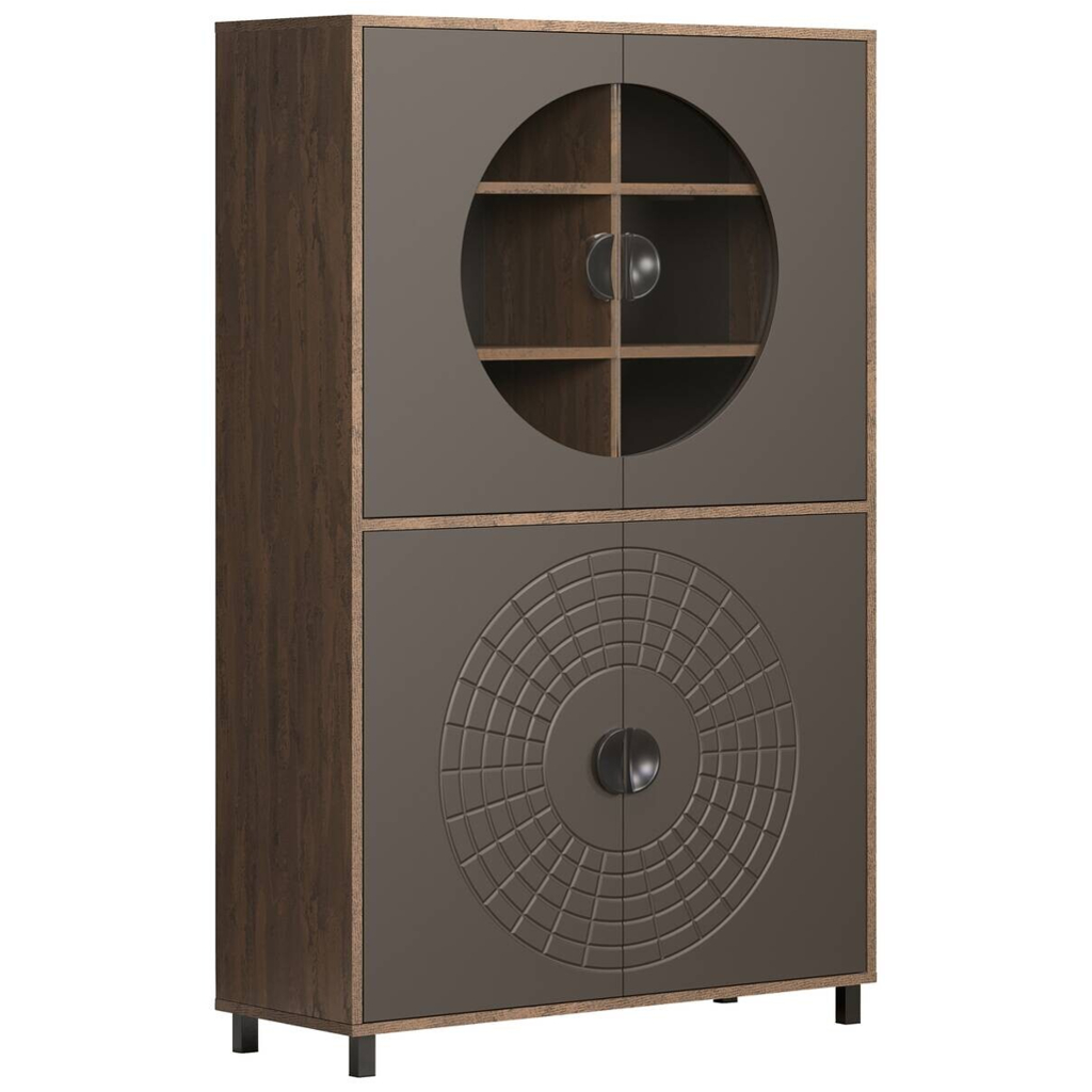 Highboardvitrine Fusion Eiche dunkel Nachbildung bronze Optik B/H/T: ca. 97x163x42 cm