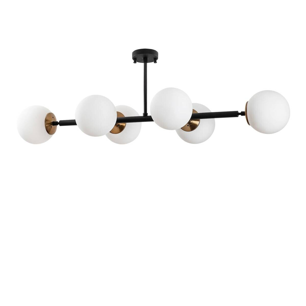 Opviq Deckenleuchte Fazli-10486 schwarz Glas B/H/T/L: ca. 110x35x40x110 cm E14 6 Brennstellen