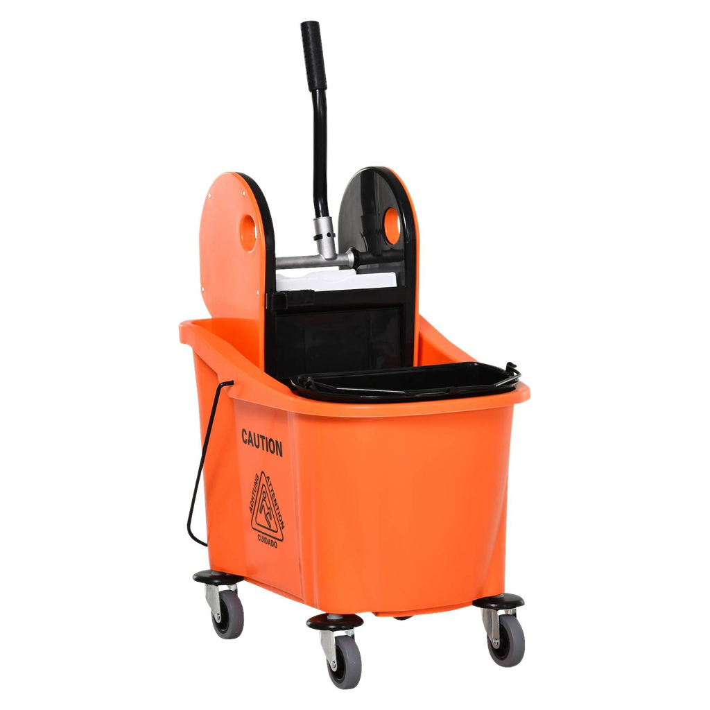 HOMCOM Putzwagen schwarz Kunststoff B/H/T: ca. 54x91,5x41 cm