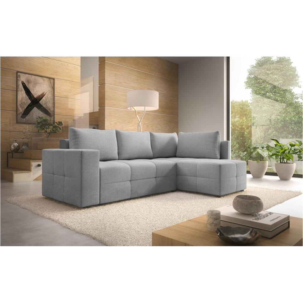 Ecksofa mit Bettfunktion und Bettkasten grau Flachgewebe B/T: ca. 238x167 cm