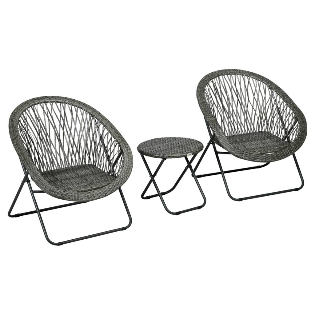 Outsunny Bistro-Set grau Kunststoff B/H/L: ca. 77x78x76 cm