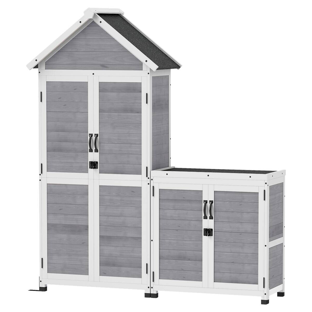 Outsunny Gartenschrank hellgrau Holz B/H/L: ca. 51x182x89 cm