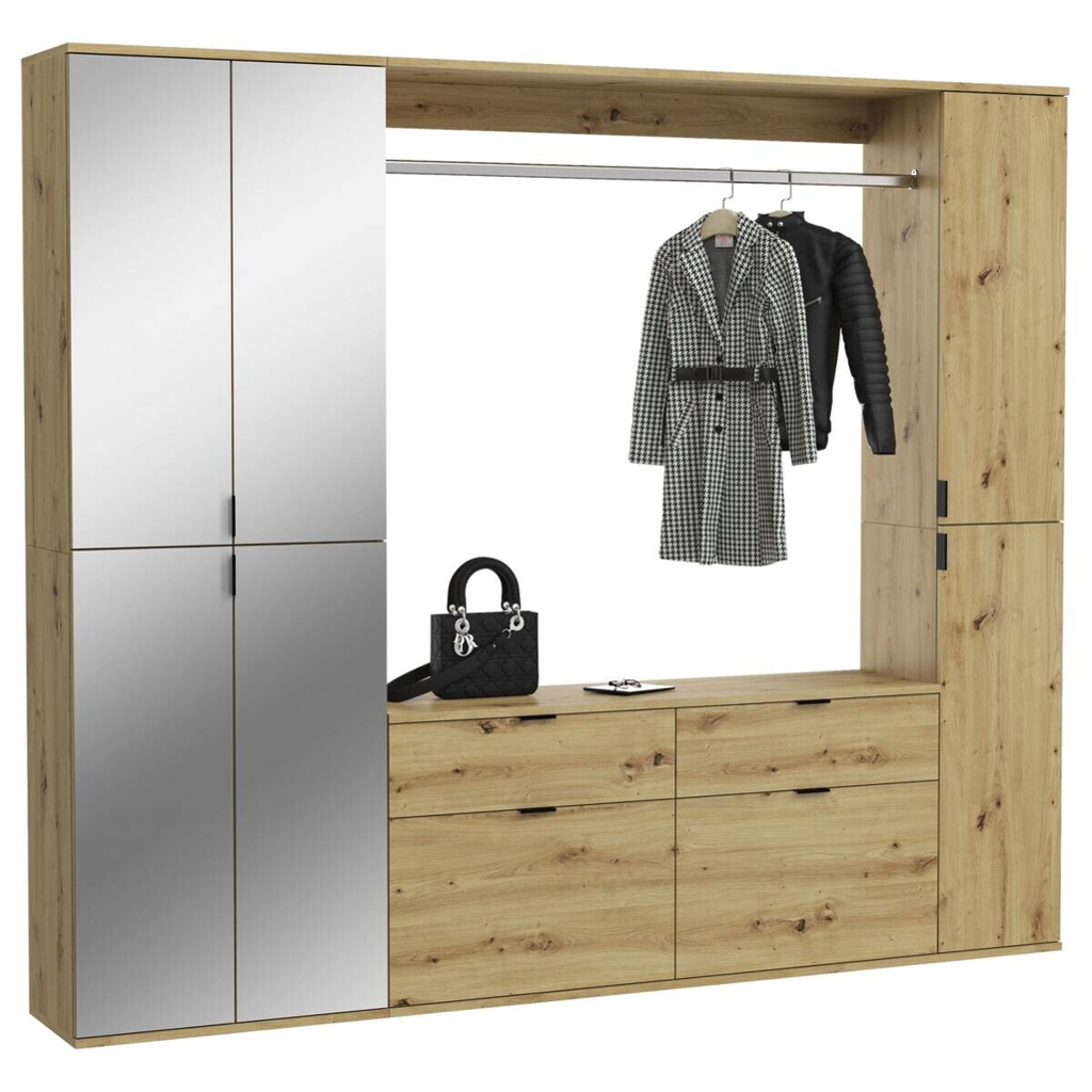 Garderobe PROJEKT Eiche Artisan Nachbildung Spiegel B/H/T: ca. 212x193x34 cm