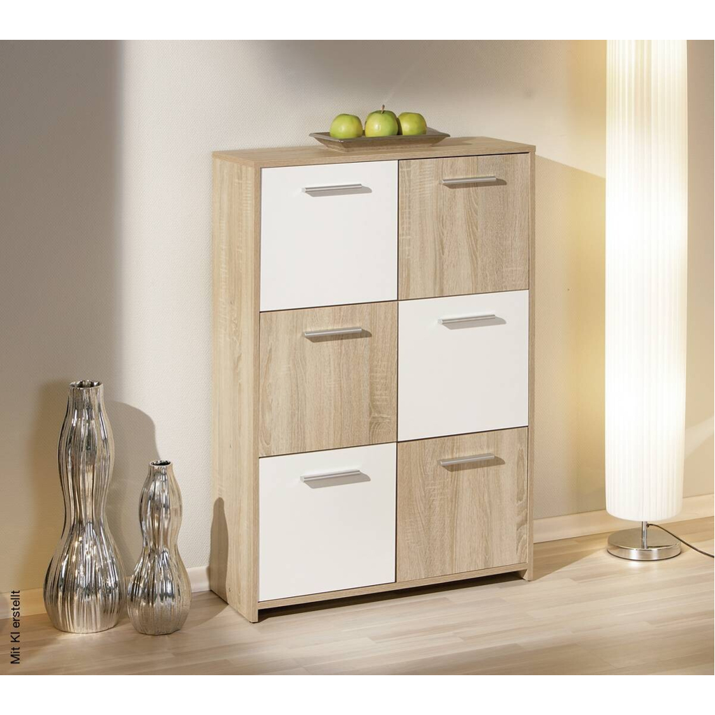 Kommode Egadi Eiche Sonoma Nachbildung weiß B/H/T: ca. 77x115x30 cm