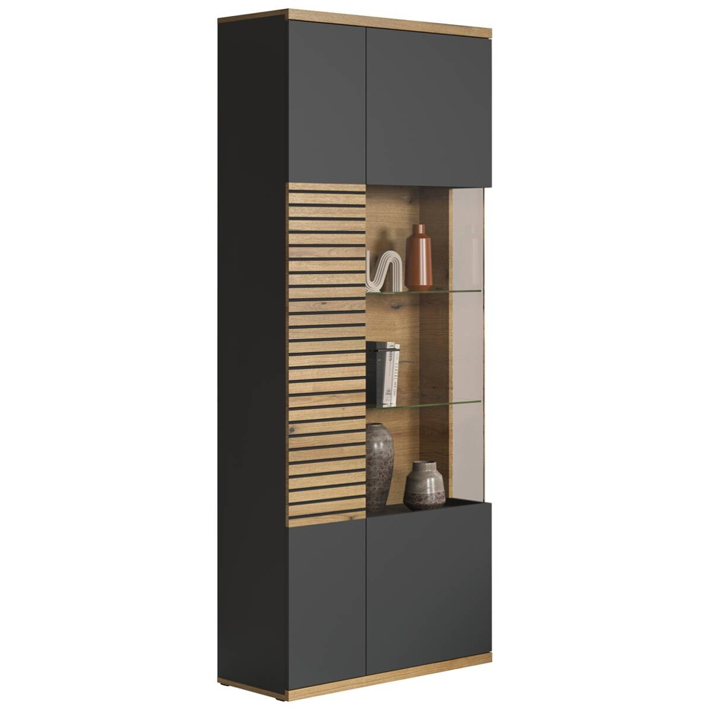 Vitrine Norris anthrazit Eiche Evoke Coast Nachbildung B/H/T: ca. 80x204x37 cm