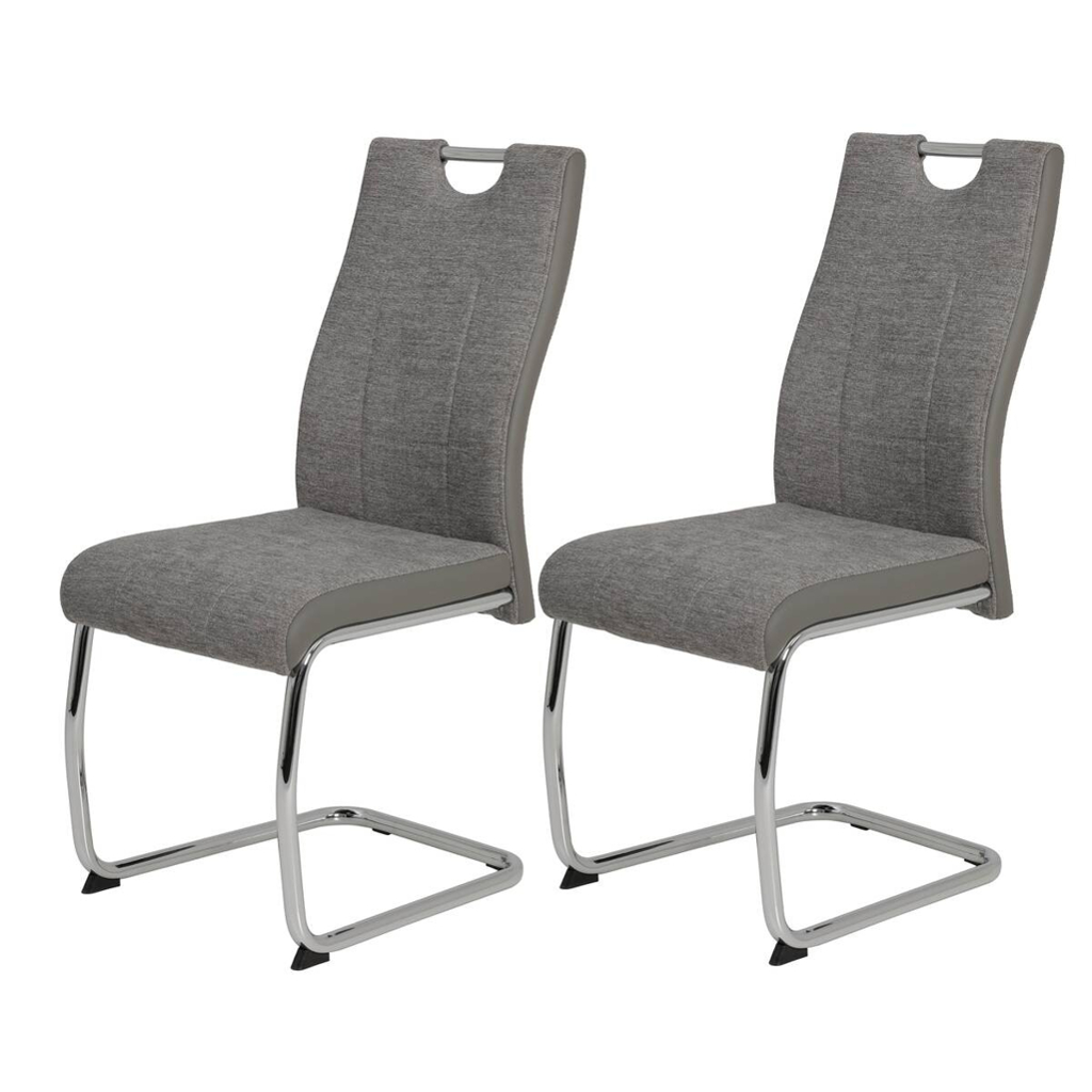 Schwingstuhl Alina 2er Set grau Webstoff B/H/T: ca. 43x59x98 cm