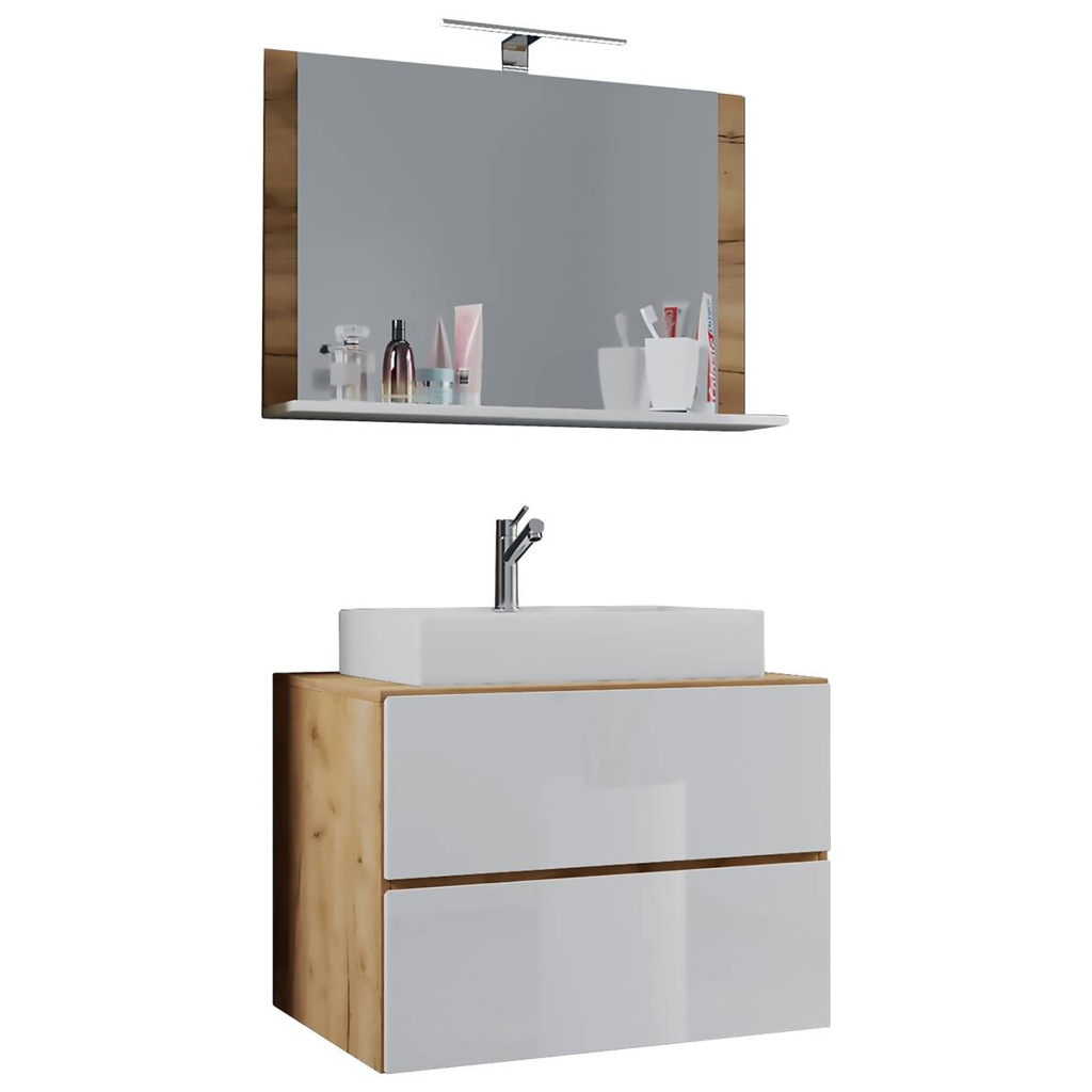 Waschplatz 3tlg-Lendas weiß Eiche Honig Nachbildung weiß B/H/T: ca. 60x52x52 cm