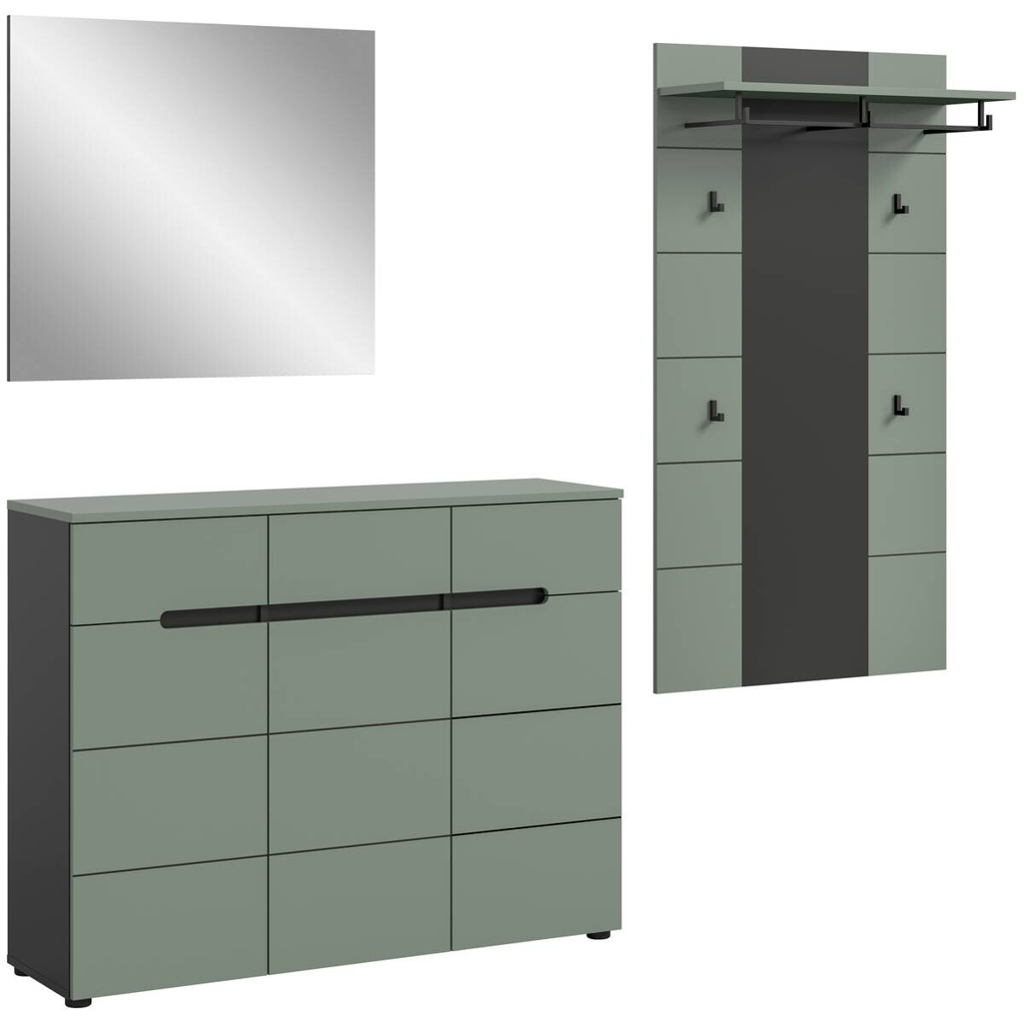 Garderobe Canu grün basaltgrau Nachbildung B/H/T: ca. 215x190x37 cm