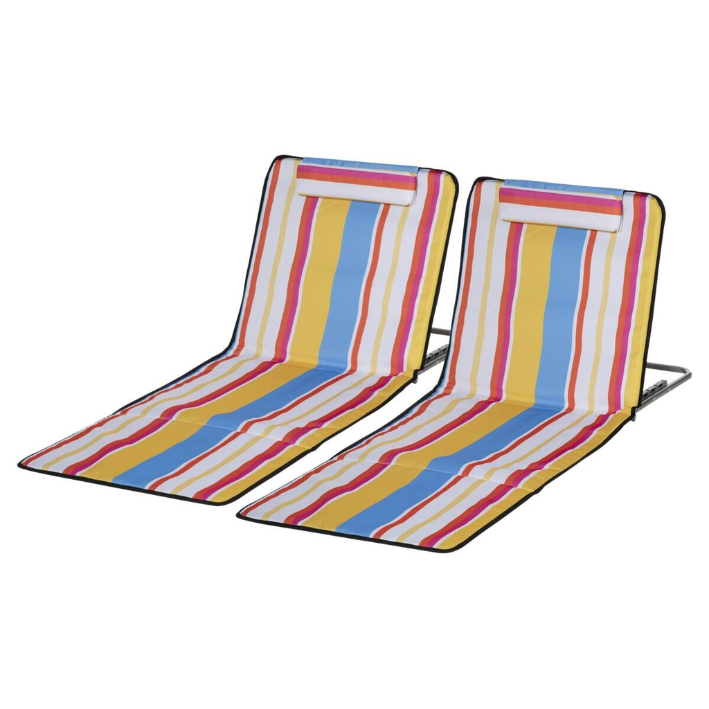 Outsunny Strandliege 2er Set mehrfarbig Stahl B/H/L: ca. 53x45x124 cm