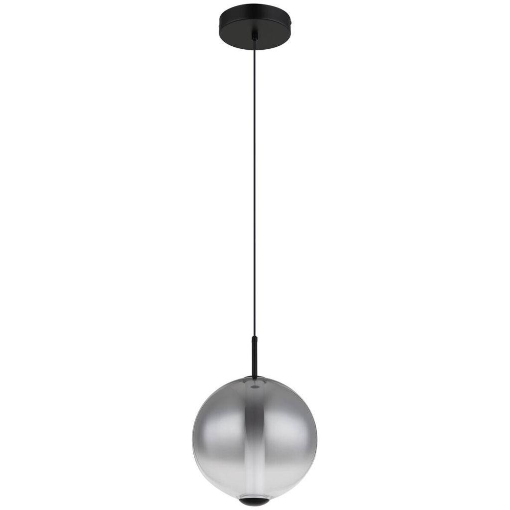 GLOBO Pendelleuchte Rauch mattschwarz Opal Metall Glas H/D: ca. 120x25 cm 1 Brennstellen