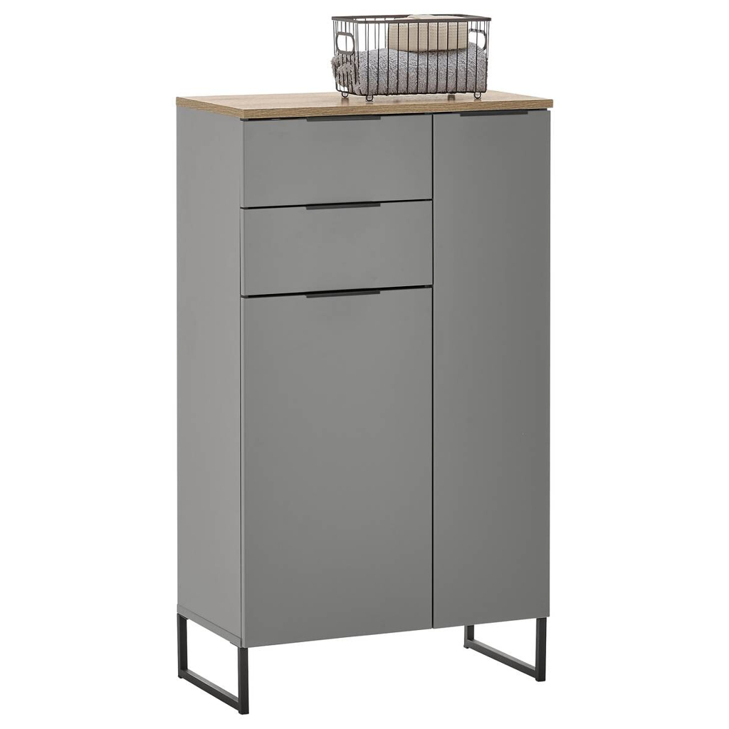 Midischrank Denver grau matt Eiche Evoke Coast Nachbildung B/H/T: ca. 60x106x32 cm