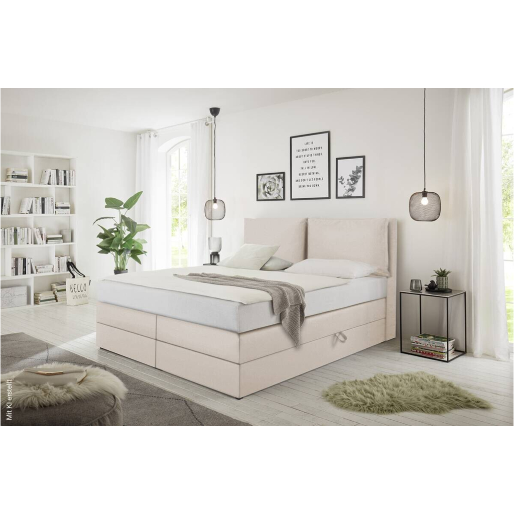 Boxspringbett Lissy creme Liegefläche B/L: ca. 180x200 cm