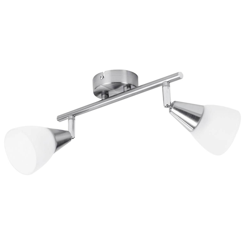 POCOline Spot 2-flg. Tadea nickel matt weiß Metall Glas B/H/L: ca. 8,5x20x30 cm E14 2 Brennstellen
