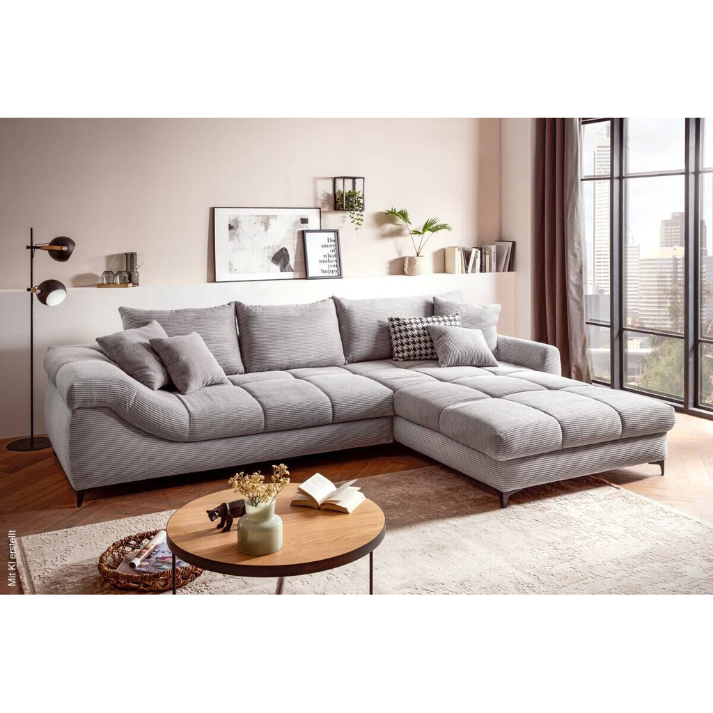 Ecksofa grau Microfaser B/H/T: ca. 332x96x227 cm