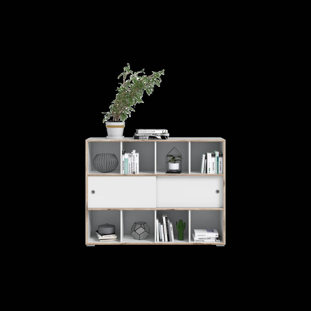 Schiebetürenschrank Jesper weiß Eiche Nachbildung B/H/T: ca. 141x109x40 cm