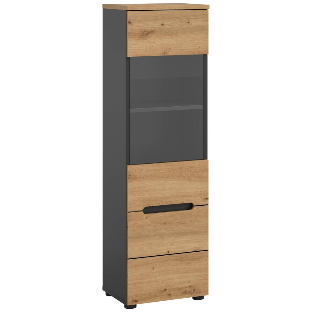 Vitrine Canu basaltgrau Nachbildung Artisan Oak Nachbildung B/H/T: ca. 36x125x33 cm