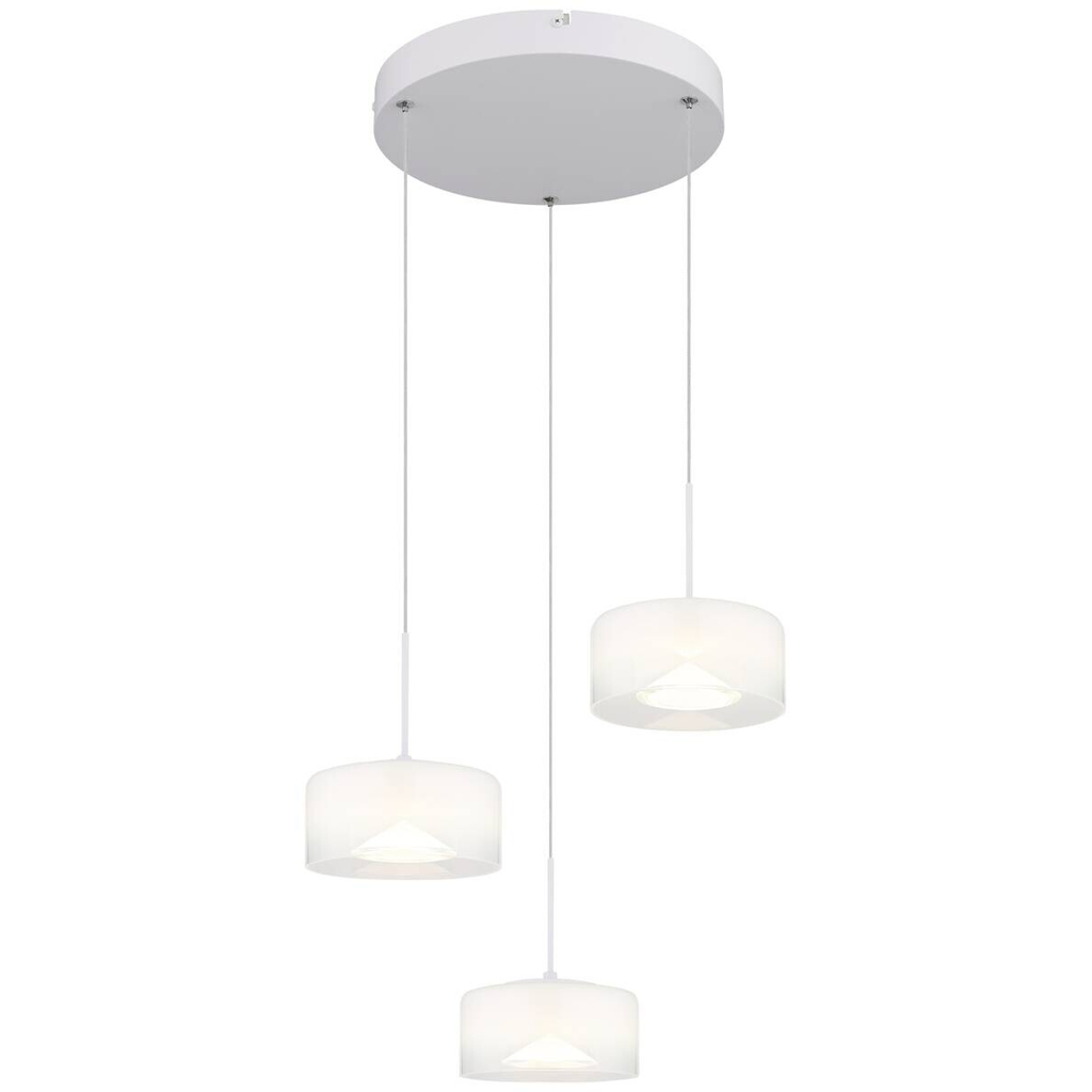 GLOBO Pendelleuchte weiß Opal Metall Glas H/D: ca. 150x40 cm 1 Brennstellen