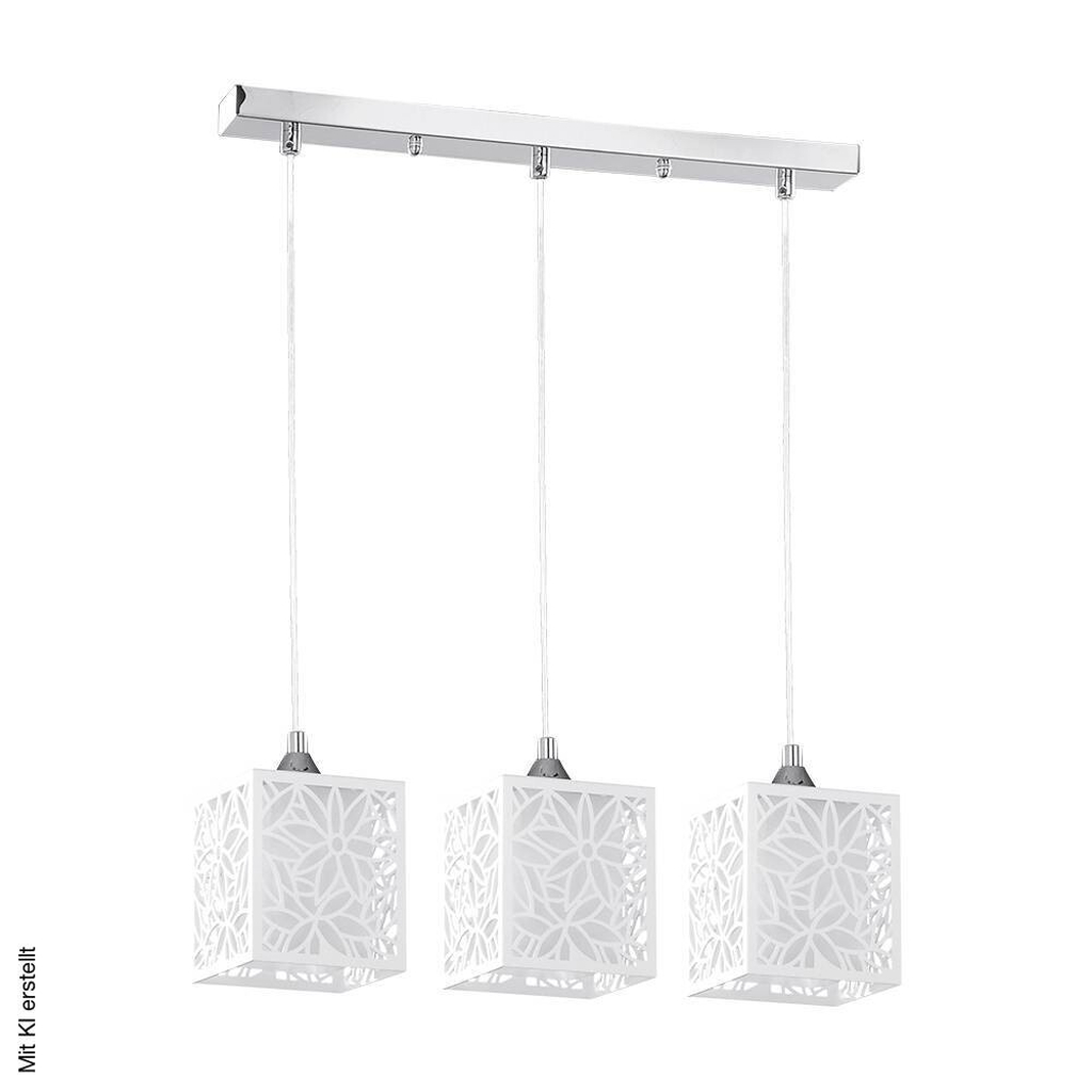 SPOT Light Pendelleuchte Anika weiß Chrom Metall Glas Kunststoff B/H/T: ca. 53x125x13 cm E27 3 Brennstellen