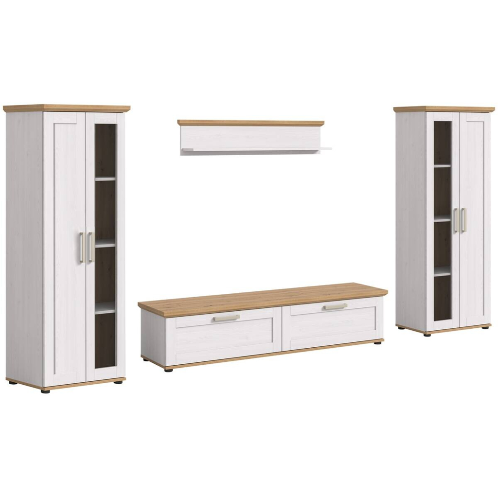 Wohnwand VERONA Lärche Nachbildung Eiche Nachbildung B/H/T: ca. 316x161x40 cm