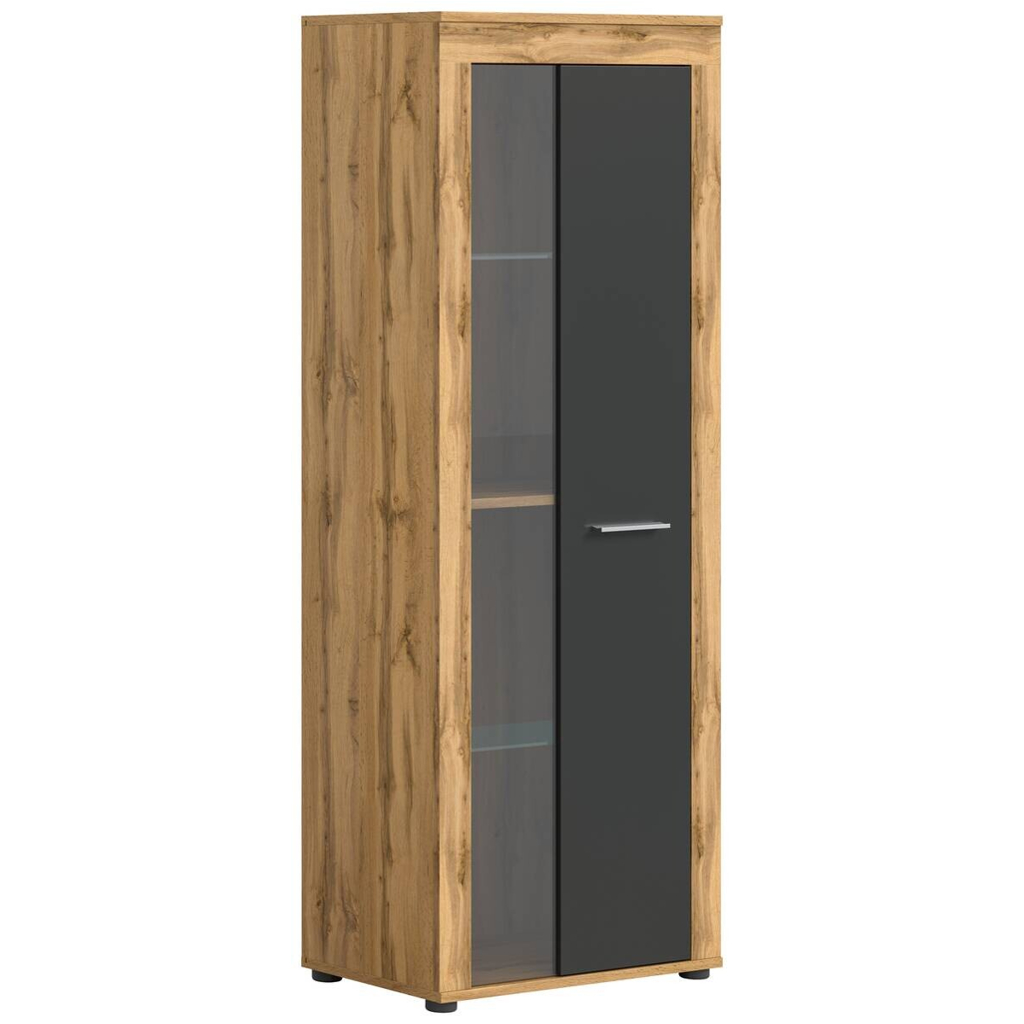 Vitrine Jam Eiche Wotan Nachbildung grau B/H/T: ca. 60x159x35 cm