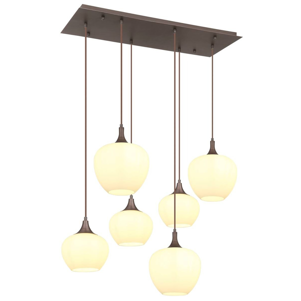 GLOBO Pendelleuchte kaffee Metall B/H/T: ca. 42x120x86 cm E27 6 Brennstellen