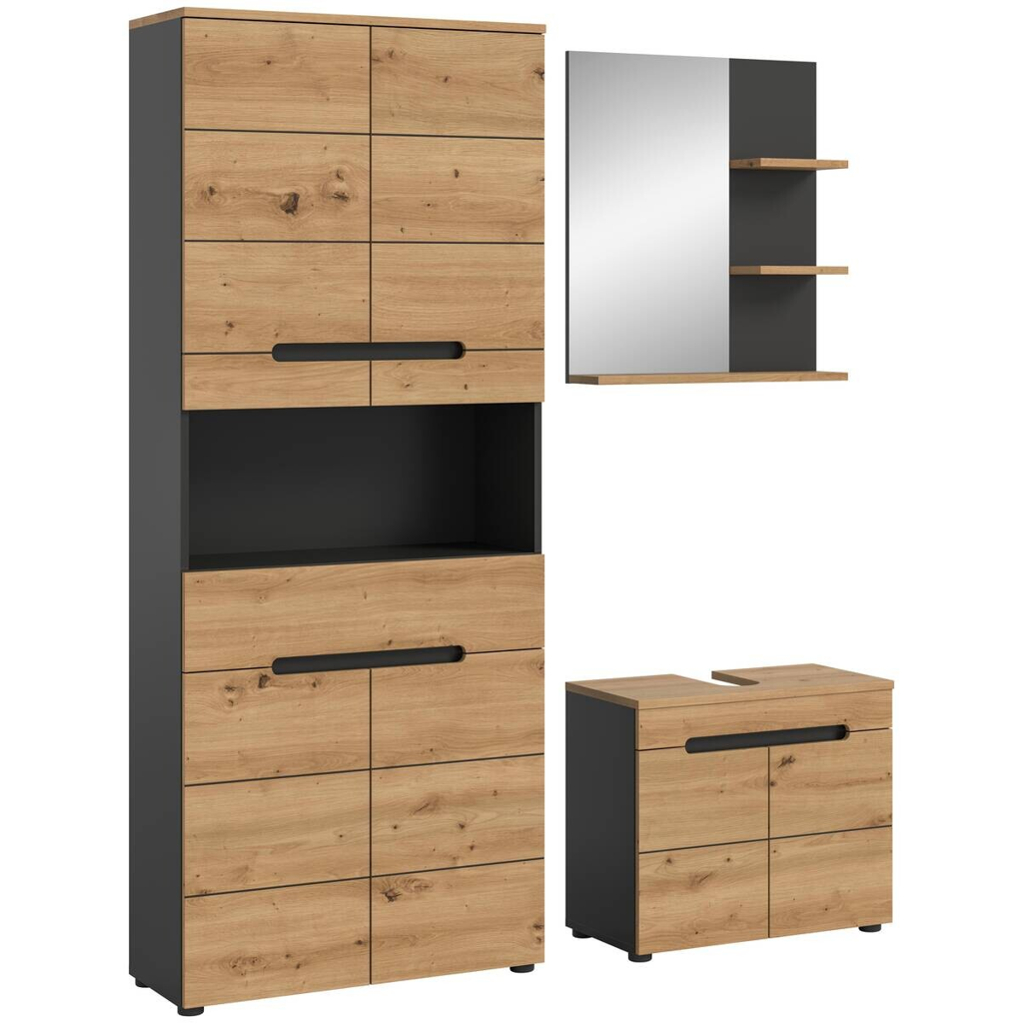 Badezimmer-Set Canu Basalt Eiche Artisan Nachbildung B/H/T: ca. 154x193x34 cm