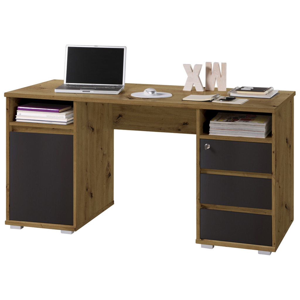 Schreibtisch Primus Eiche Artisan Nachbildung anthrazit B/H/T: ca. 145x74x65 cm