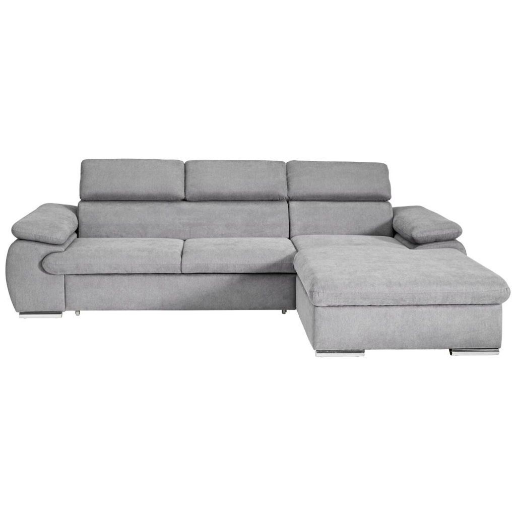 Ecksofa mit Bettfunktion und Bettkasten graubraun