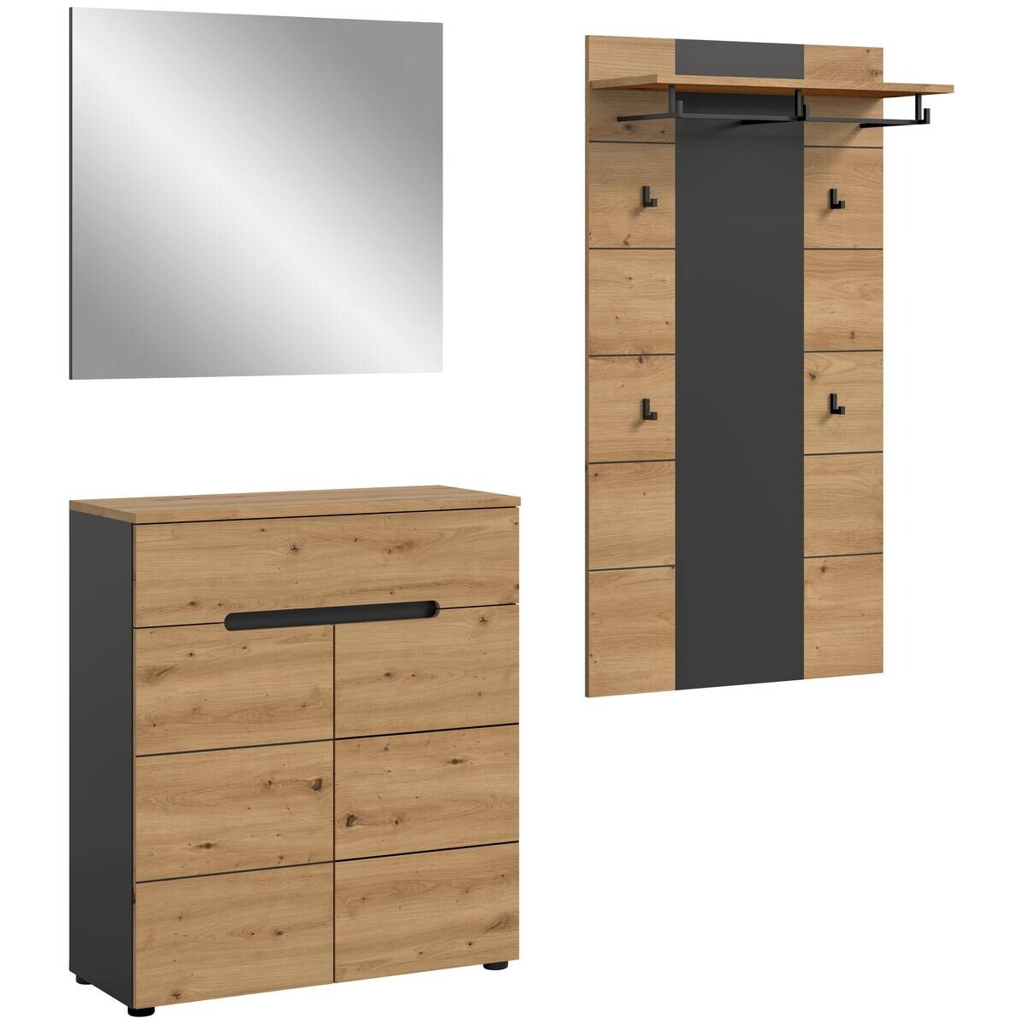 Garderobe Canu basaltgrau Nachbildung Artisan Nachbildung B/H/T: ca. 175x190x37 cm