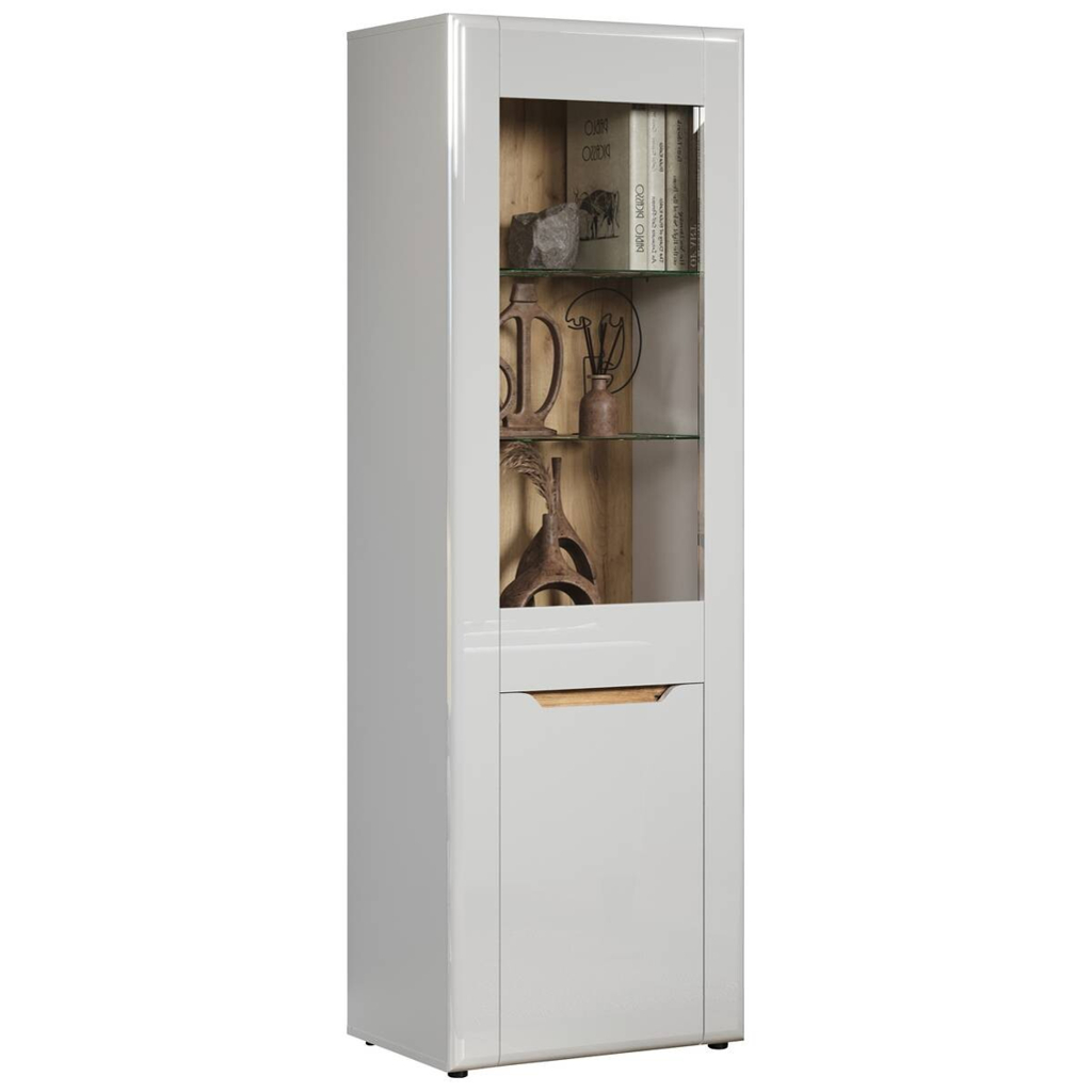 Vitrine Marlon Eiche Evoke Coast Nachbildung weiß Hochglanz B/H/T: ca. 65x192x40 cm