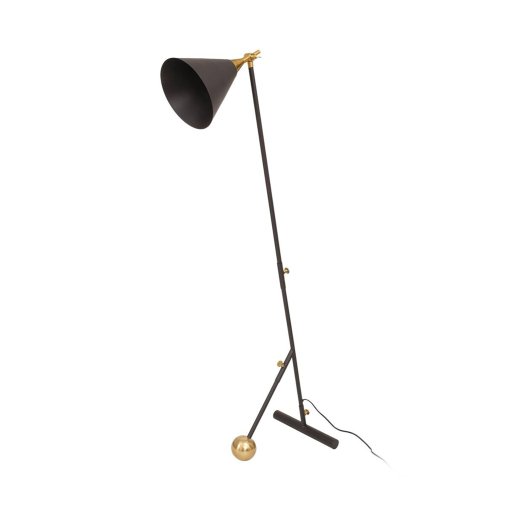 Kayoom Stehlampe gold schwarz Aluminium Messing Eisen B/H/L: ca. 32x144x59 cm E27 1 Brennstellen