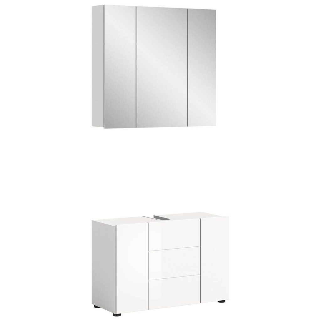 Badezimmer-Set VIRA weiß weiß Hochglanz B/H/T: ca. 82x190x34 cm