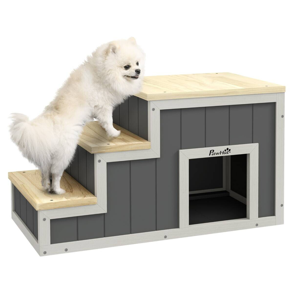 PawHut Hundetreppe, Katzentreppe natur Polypropylen B/H/L: ca. 38,5x79x45 cm