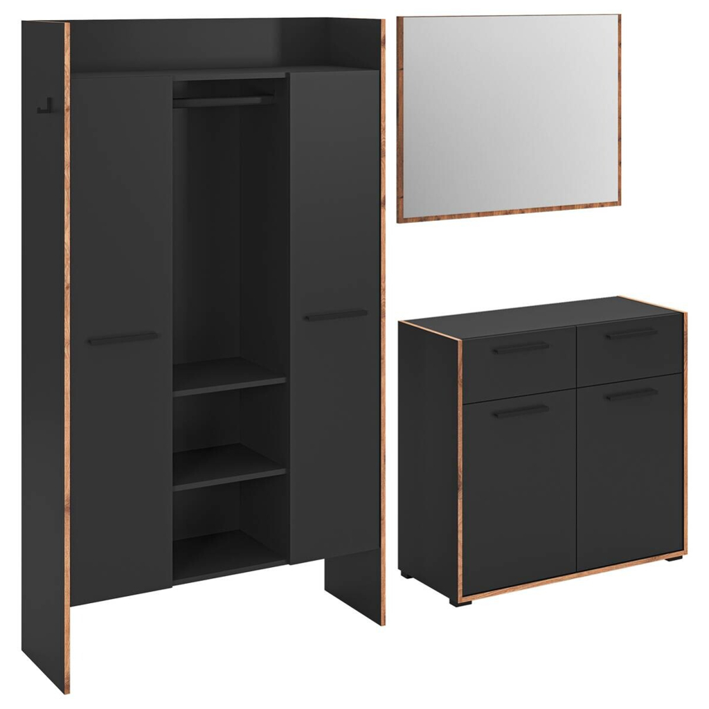 Garderobe Bueno Basalt Nox Oak Nachbildung B/H/T: ca. 215x189x37 cm