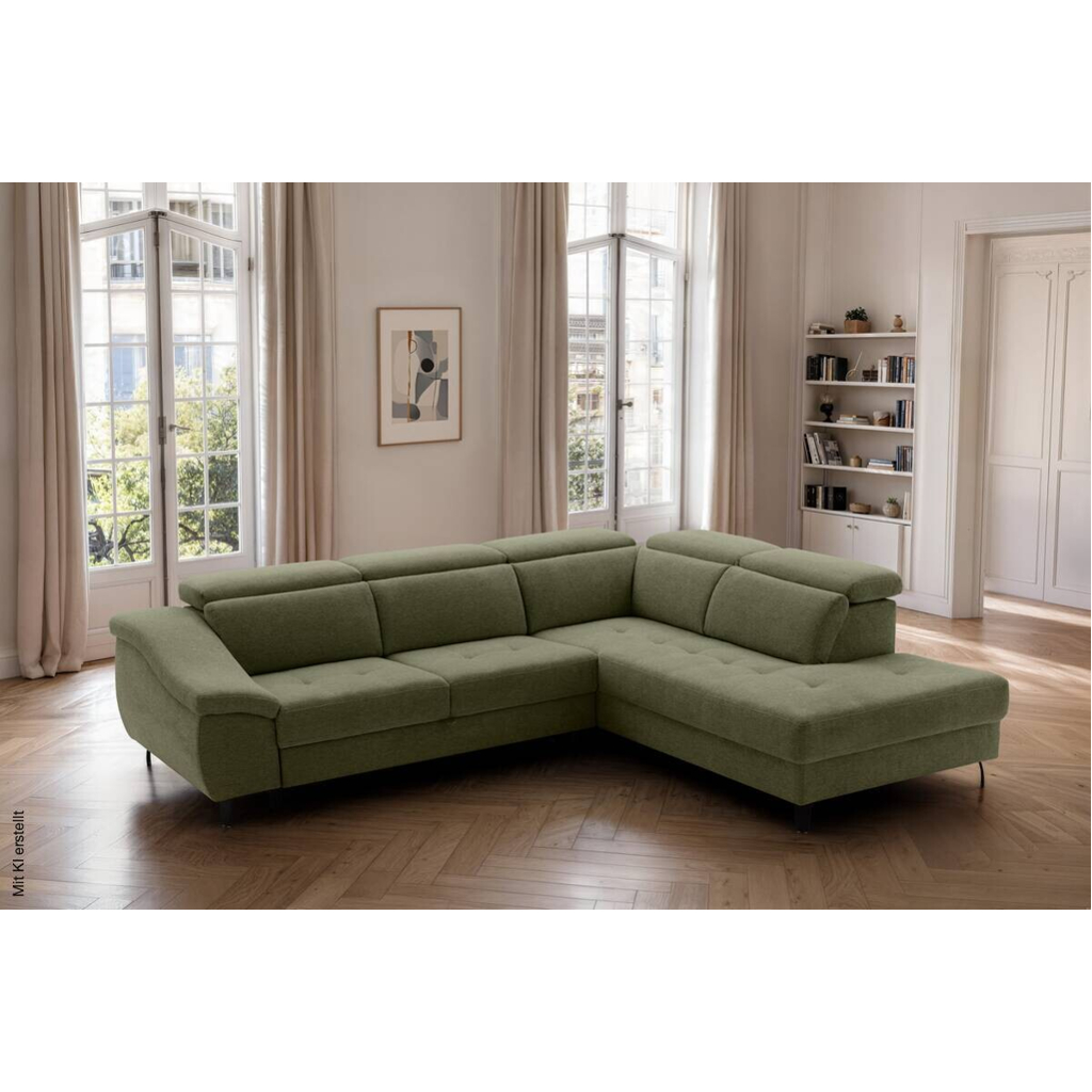 Ecksofa mit Bettfunktion grün Flachgewebe B/H/T: ca. 280x96x238 cm