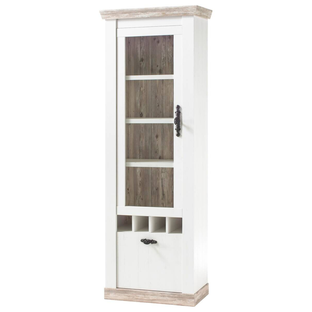 Vitrine Florenz weiß Pinie B/H/T: ca. 70x201x37 cm