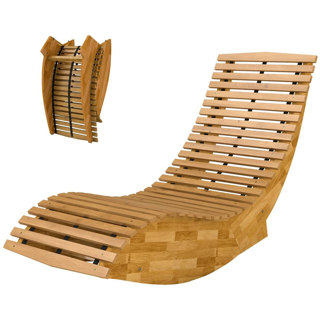 Outsunny Gartenliege natur Akazie B/H/L: ca. 60x77x156 cm