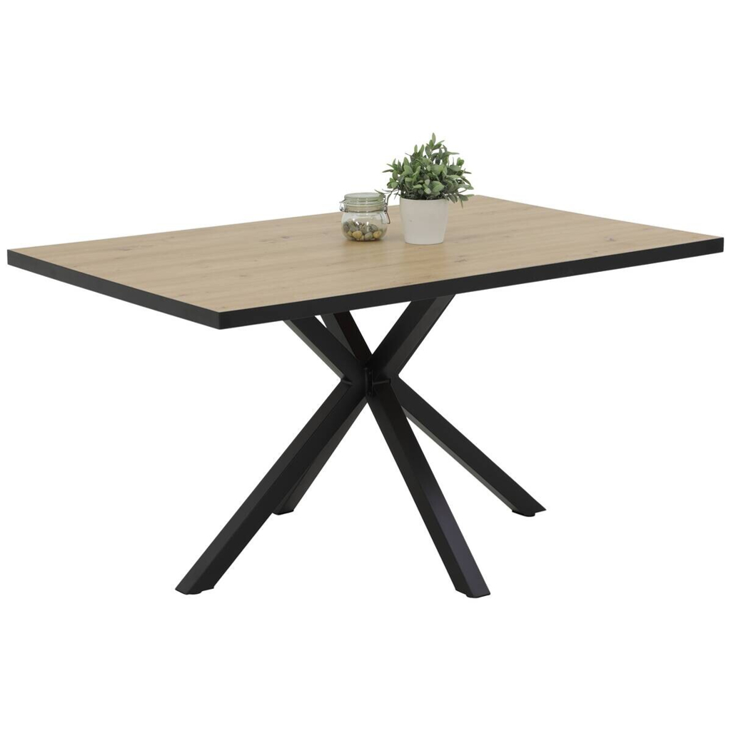 Tisch Cleo I Eiche schwarz Holzwerkstoff Metall B/H/T: ca. 140x76x90 cm