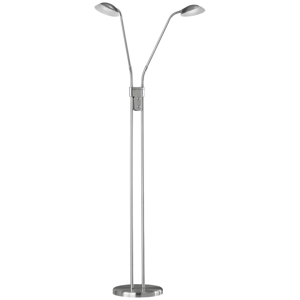 Fischer & Honsel Stehlampe 40074 nickel matt weiß Glas Metall H/D: ca. 160x26 cm 2 Brennstellen