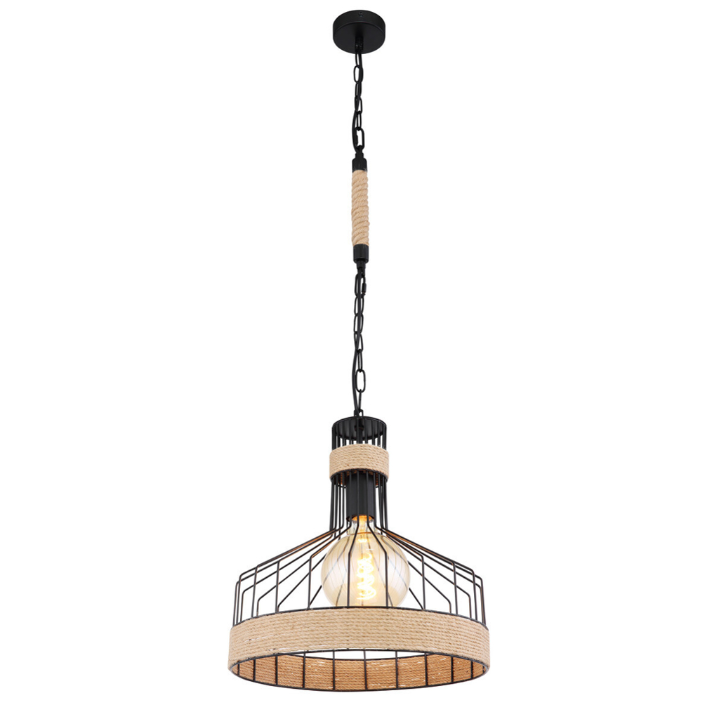 GLOBO Pendelleuchte Halia schwarz Metall H/D: ca. 135x35 cm E27 1 Brennstellen