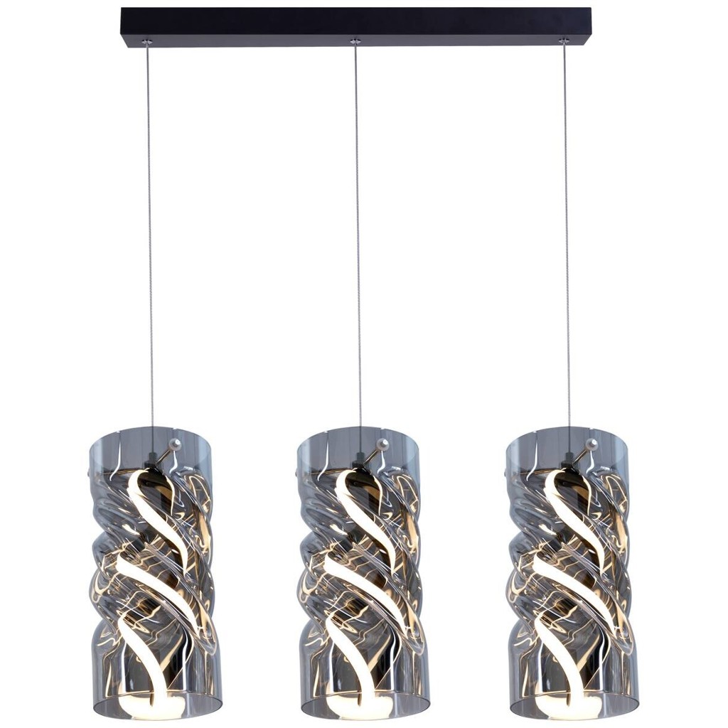 POCOline Pendelleuchte Isabella schwarz Metall Glas PVC B/H/L: ca. 14x120x68 cm