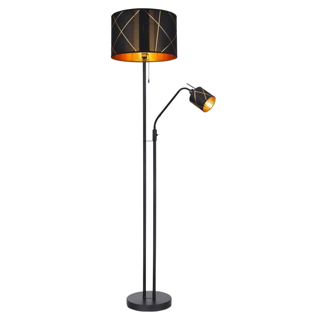 GLOBO Stehlampe Bemmo schwarz gold Metall Acryl Textil H/D: ca. 175x40 cm
