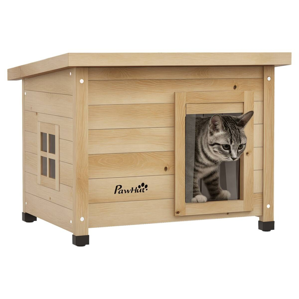 PawHut Katzenhaus gelb Holz B/H/L: ca. 45x43x57 cm
