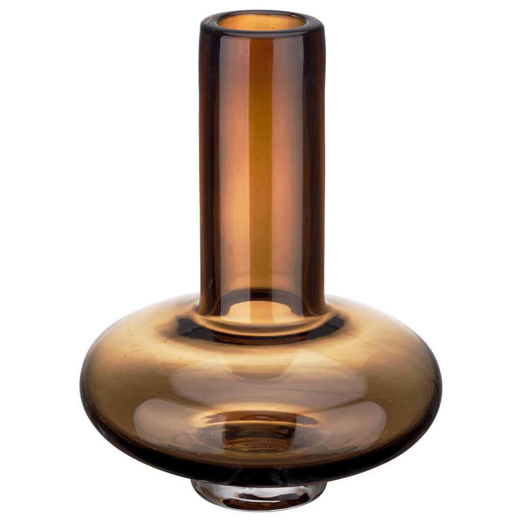 Vase braun Glas B/H/L/D: ca. 13,5x17,5x13,5x13,5 cm