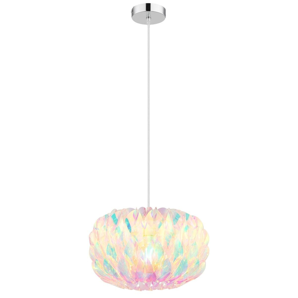 GLOBO Pendelleuchte Chrom Kunststoff Metall H/D: ca. 120x35 cm E27 1 Brennstellen