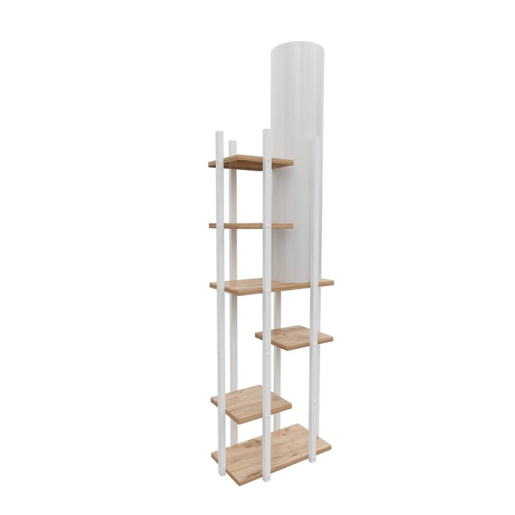 Opviq Stehlampe natur weiß Spanplatte MDF B/H/T/L: ca. 25x160x25x45 cm E27 1 Brennstellen
