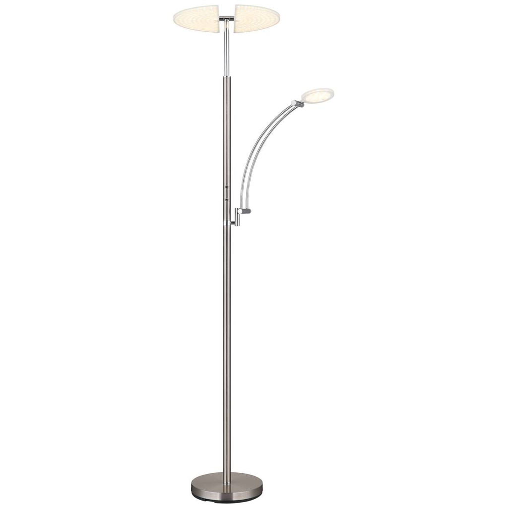GLOBO Stehlampe nickel matt Chrom Kunststoff Metall B/H/T: ca. 80x183x40,5 cm 1 Brennstellen