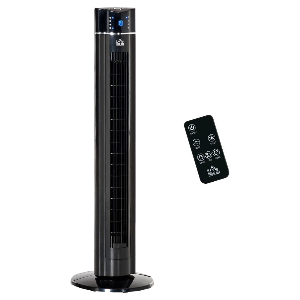 HOMCOM Ventilator schwarz Polypropylen Kunststoff Edelstahl B/H/L: ca. 32x32x106,8 cm